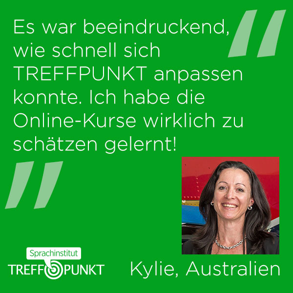 Testimonial Kelly spricht über die gute Umstellung auf Online-Unterricht bei TREFFPUNKT Bamberg